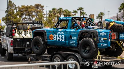 NTD Racing Blue Race Truck on Trailer