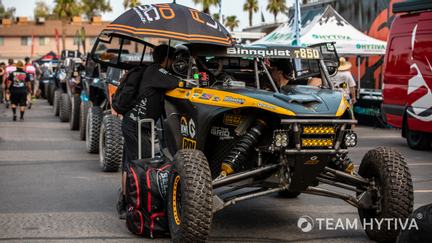 UTV's Lined Up as They Move Through Tech