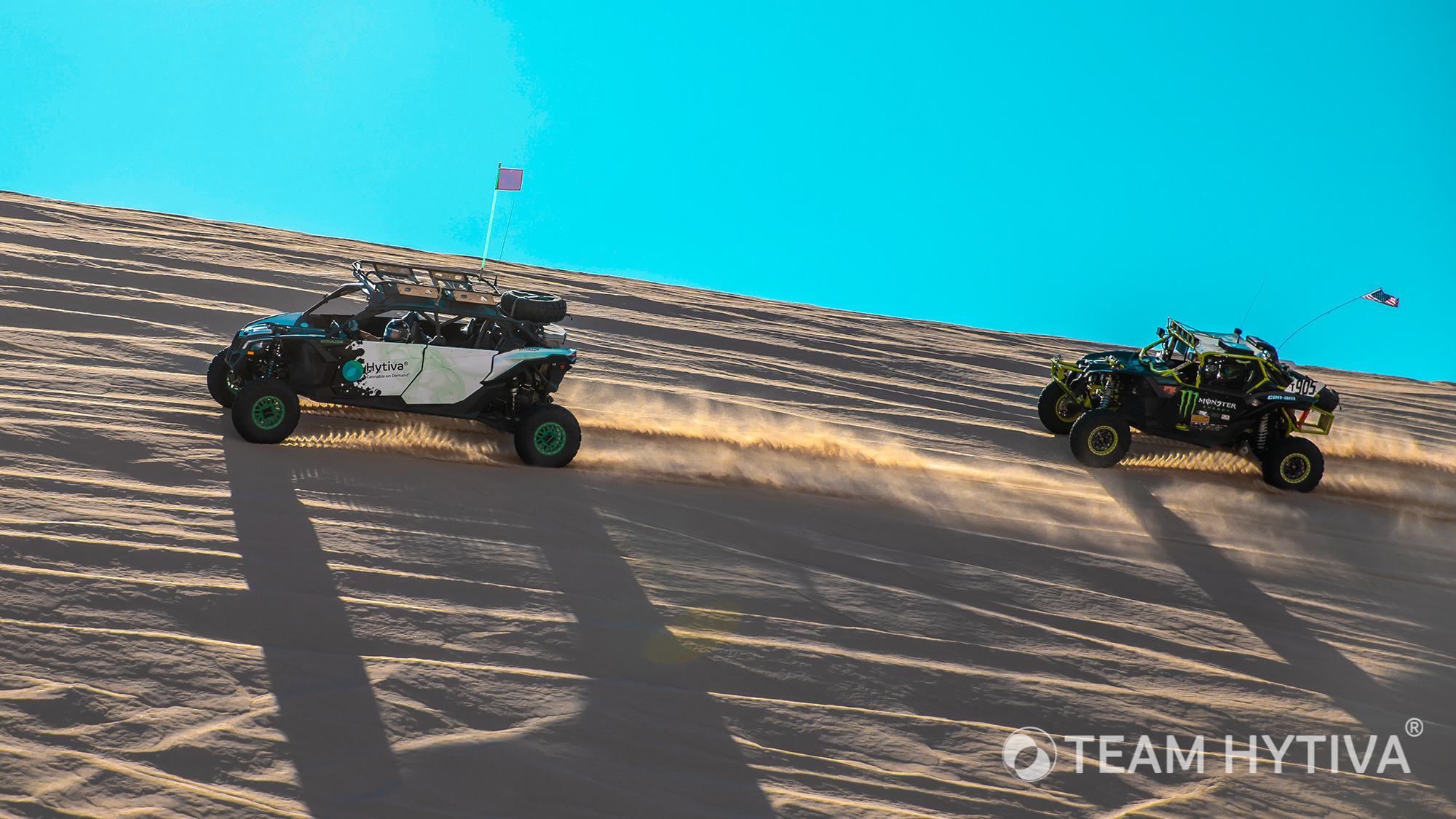 Team Hytiva Canam being chased by Monster Energy Canam