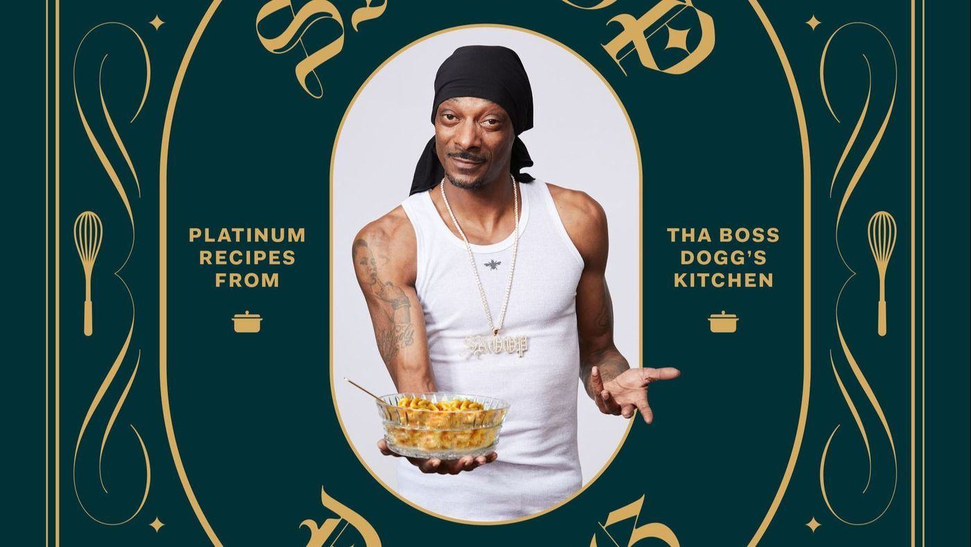 Cover of Snoop Dogg’s recipe book with picture of him on cover.