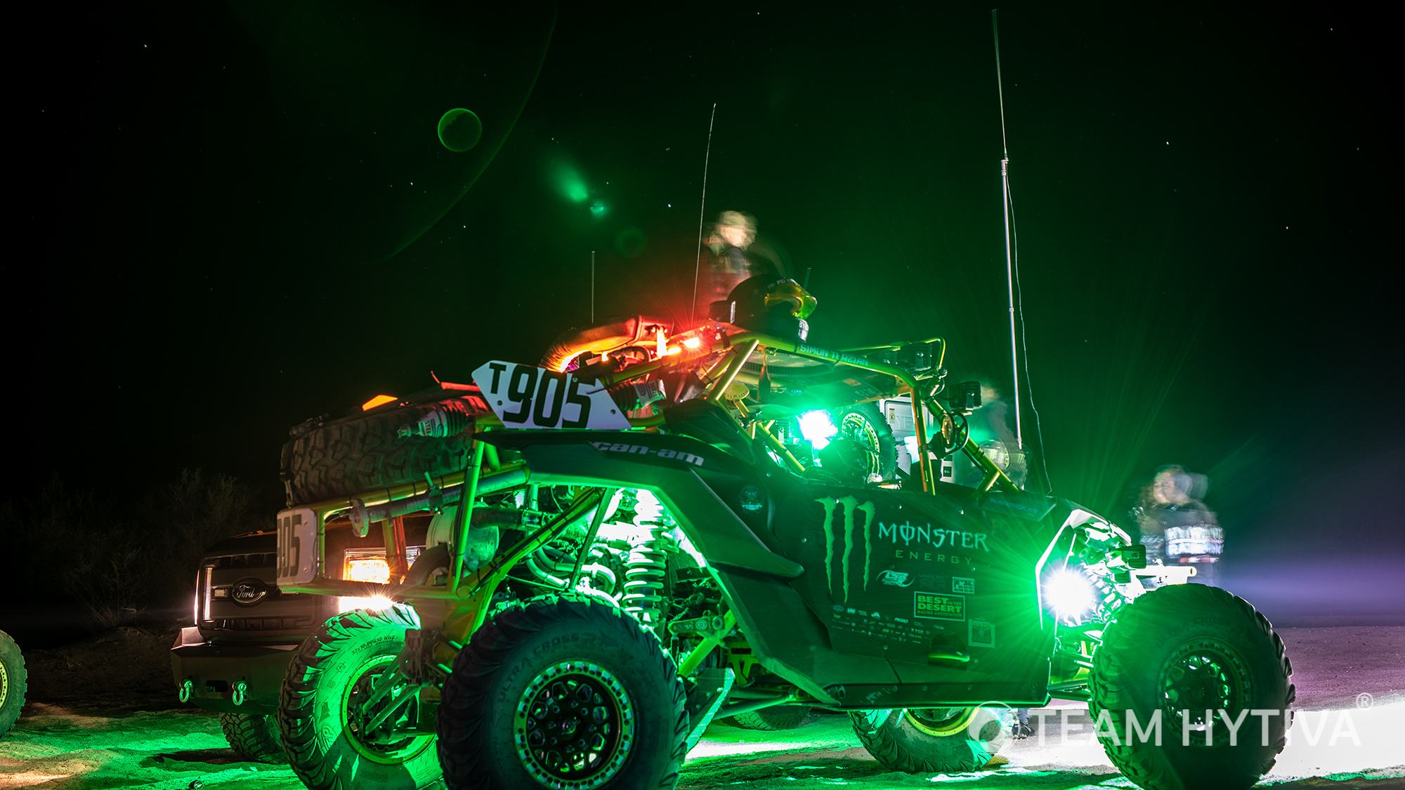 Monster Energy Canam Lights at Night