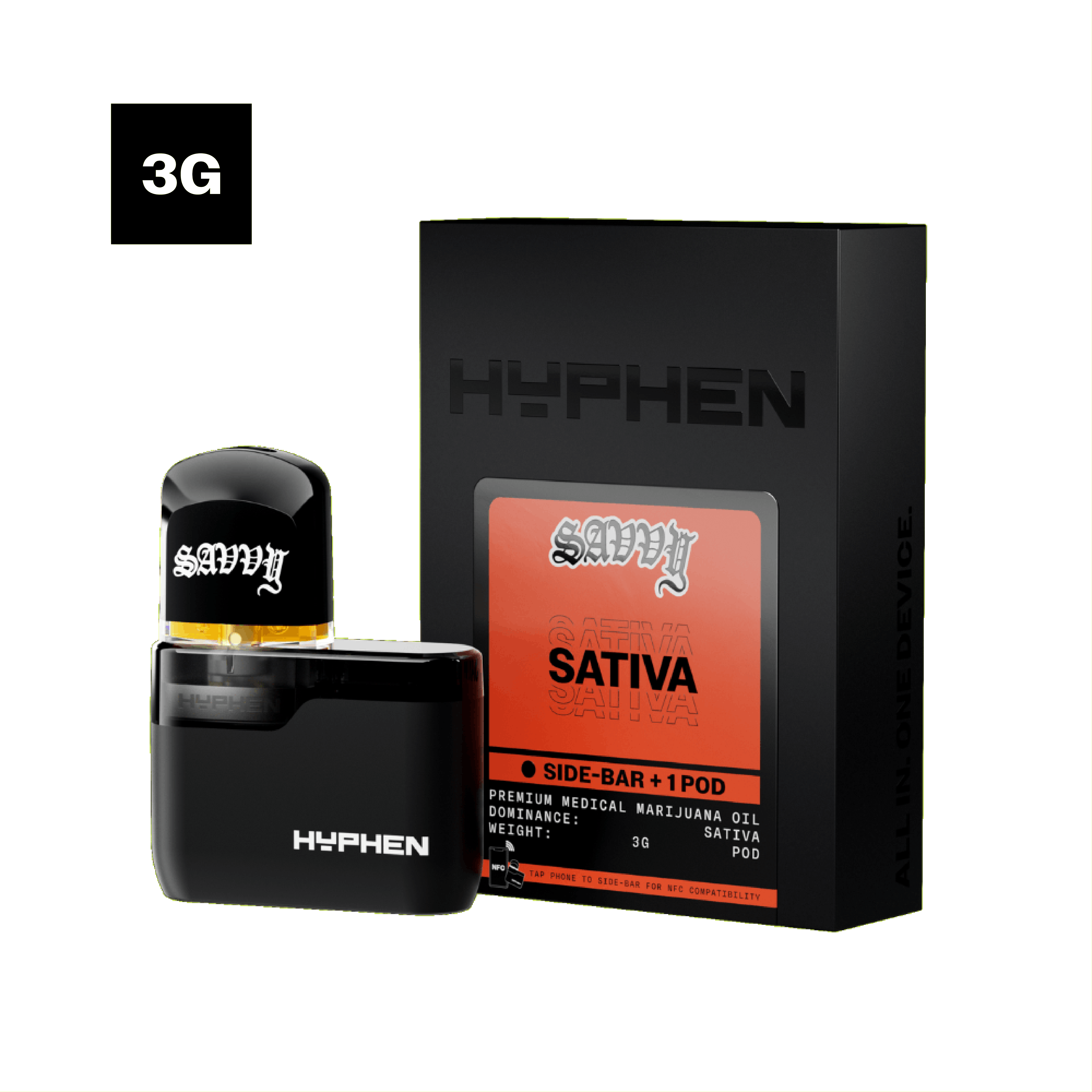 Hyphen Sativa 3g Side Bar and Pod Product Image